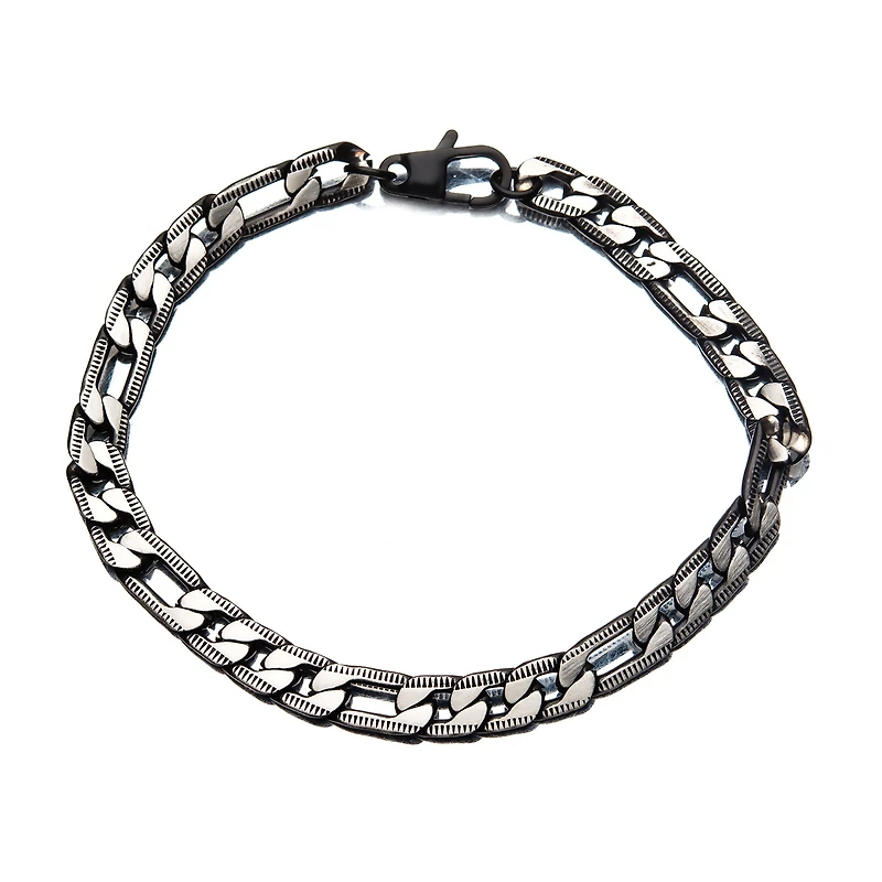 Mens Stainless Steel 8 1/2 Inch Figaro Chain Bracelet