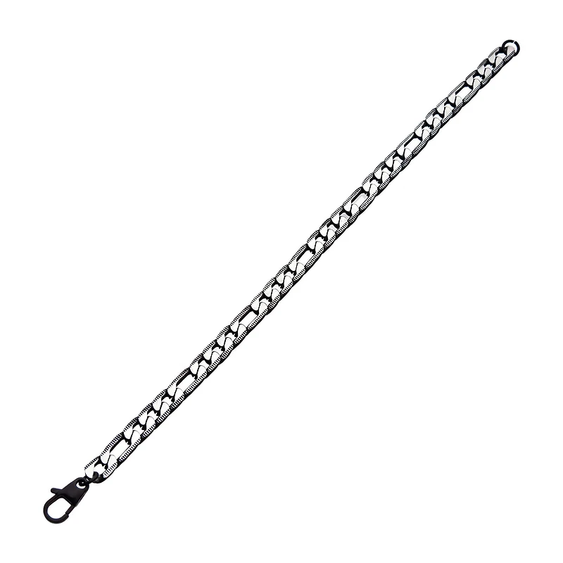 Mens Stainless Steel 8 1/2 Inch Figaro Chain Bracelet