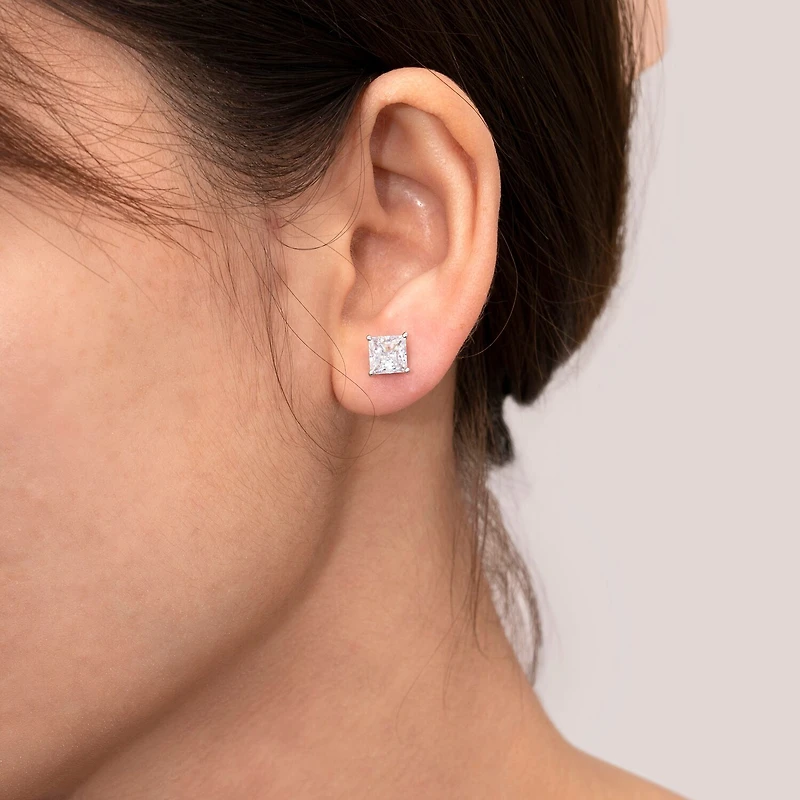 DiamonArt® Sterling Silver 2⅜ CT. T.W. Cubic Zirconia Stud Earrings