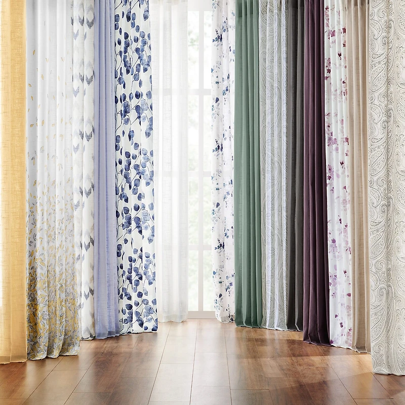 Fieldcrest Arden Modern Herringbone Cotton Grommet Top Sheer Single Curtain Panel