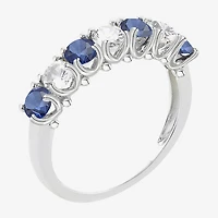 Gemstone & Lab-Created White Sapphire Sterling Silver Band