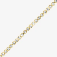Womens Lab Created White Sapphire 14K Gold Over Silver 7.5 Inch Tennis Bracelet