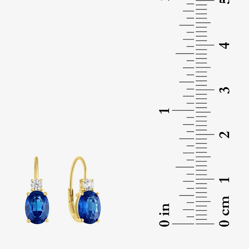 Gemstone 10K Gold Oval Drop Earrings