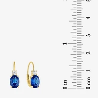 Gemstone 10K Gold Oval Drop Earrings