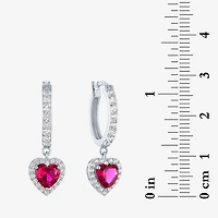 Lab Created Gemstone Sterling Silver Heart Drop Earrings