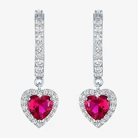 Lab Created Gemstone Sterling Silver Heart Drop Earrings