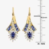 Lab Created Gemstone 14K Gold Over Silver Marquise Drop Earrings