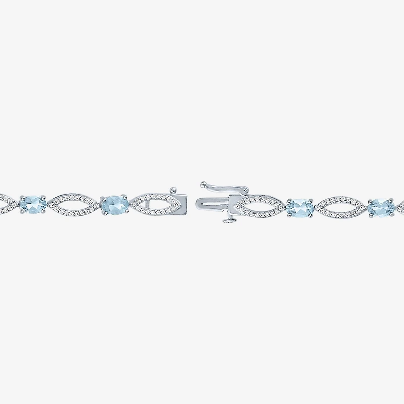 Gemstone Sterling Silver Oval Tennis Bracelet