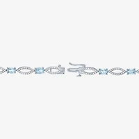 Gemstone Sterling Silver Oval Tennis Bracelet