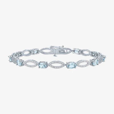 Gemstone Sterling Silver Oval Tennis Bracelet