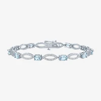 Gemstone Sterling Silver Oval Tennis Bracelet