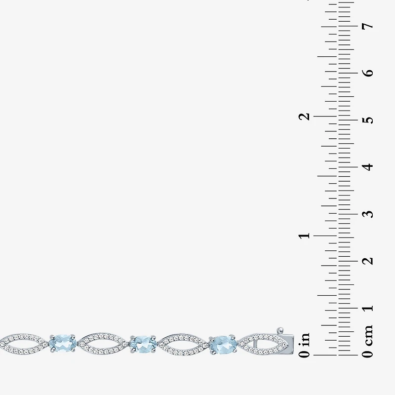 Gemstone Sterling Silver Oval Tennis Bracelet