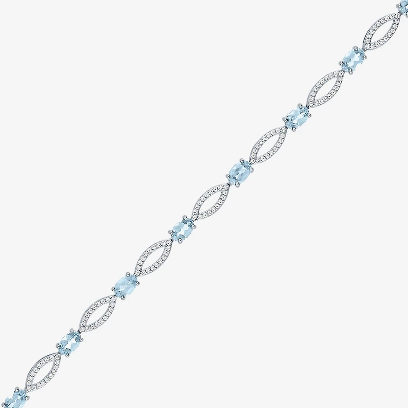 Gemstone Sterling Silver Oval Tennis Bracelet