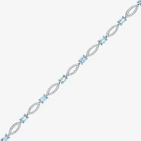 Gemstone Sterling Silver Oval Tennis Bracelet