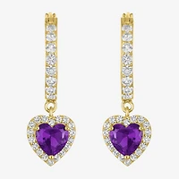 Gemstone 14K Gold Over Silver Heart Drop Earrings