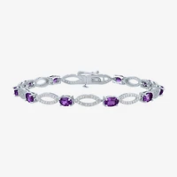 Gemstone Sterling Silver Oval Tennis Bracelet