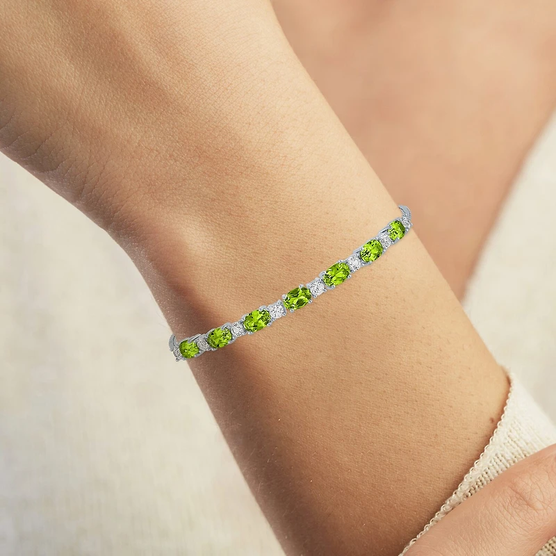 Gemstone Sterling Silver Bolo Bracelet