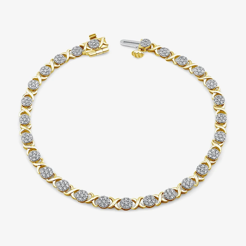 Diamond Blossom (G / Si2) Womens 1 CT. T.W. Lab Grown White Diamond 10K Gold 7 Inch Tennis Bracelet