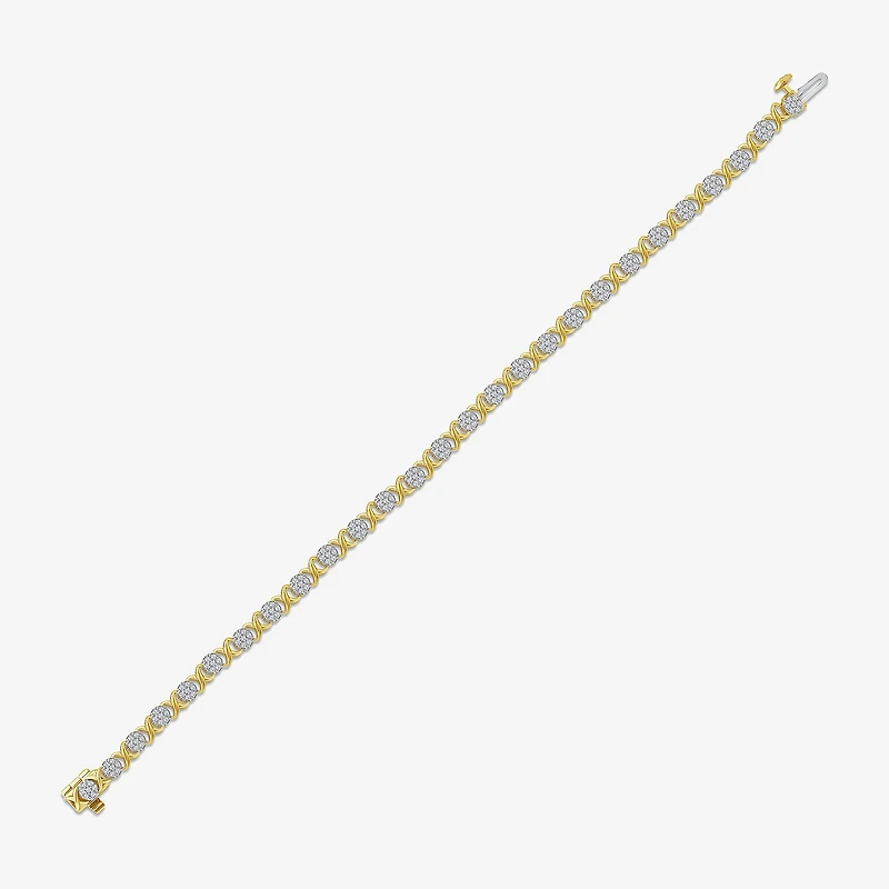 Diamond Blossom (G / Si2) Womens 1 CT. T.W. Lab Grown White Diamond 10K Gold 7 Inch Tennis Bracelet