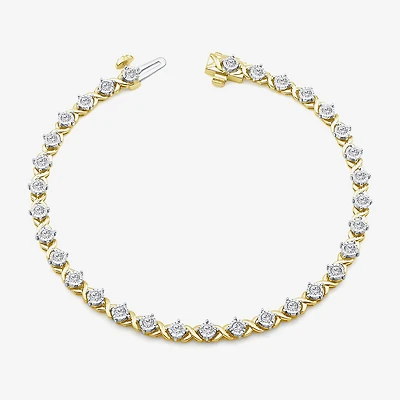 (I1/ I) Womens 1 CT. T.W. Lab Grown White Diamond 10K Gold 7.25 Inch Tennis Bracelet