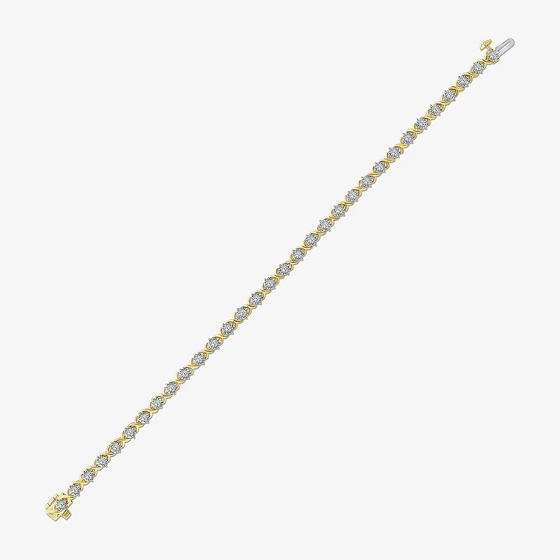 (I1/ I) Womens 1 CT. T.W. Lab Grown White Diamond 10K Gold 7.25 Inch Tennis Bracelet