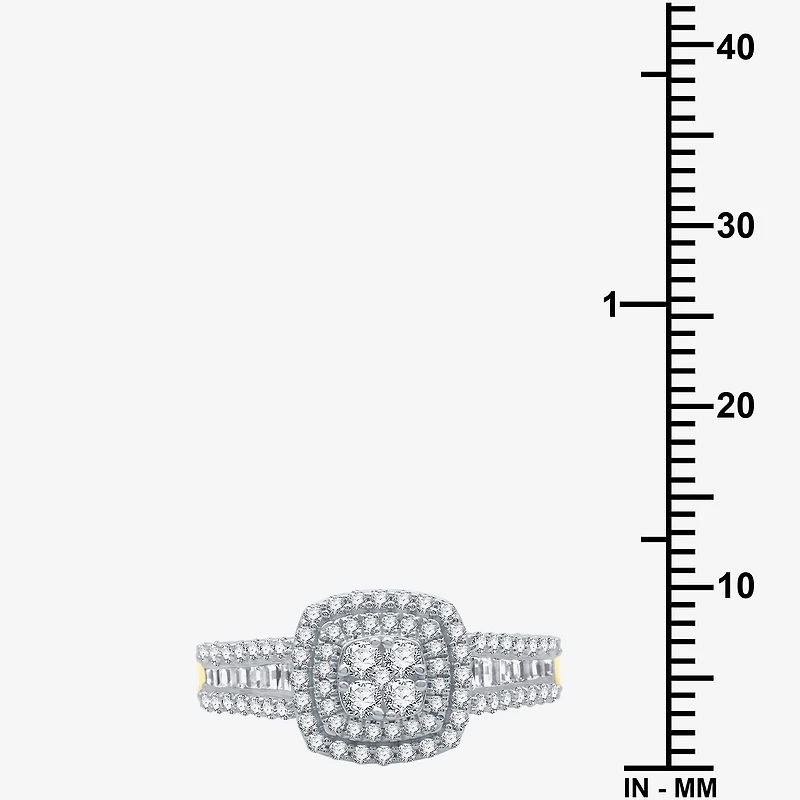 I Said Yes (H-I / I1) 1 CT.T.W. Lab-Grown Diamond Cushion Side Stone Halo Bridal Set Sterling Silver