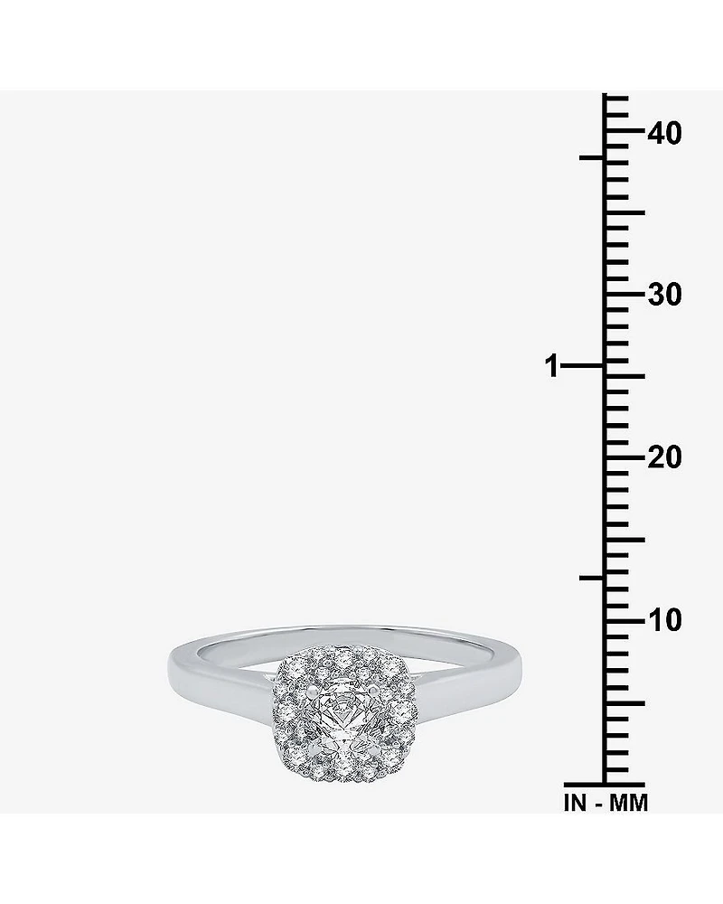 (H-I / I1) I Said Yes Womens 1 CT. T.W. Lab Grown White Diamond Sterling Silver or 14K Gold Over Silver Cushion Halo Bridal Set