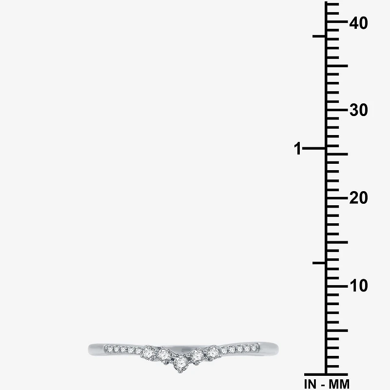 I Said Yes (H-I / I1) 1/10 CT. T.W. Lab Grown White Diamond Sterling Silver or 14K Gold Over Curved Chevron Wedding Band