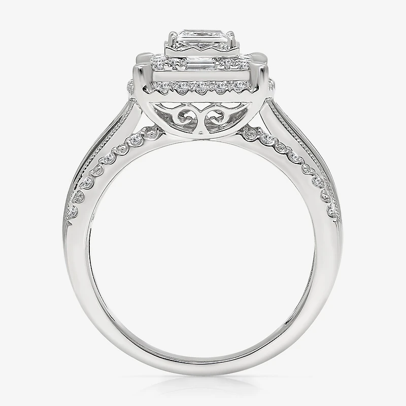 (I / I1) Womens 1 CT. T.W. Lab Grown White Diamond 10K Gold Side Stone Engagement Ring