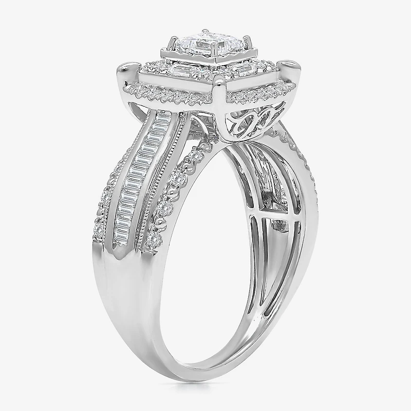 (I / I1) Womens 1 CT. T.W. Lab Grown White Diamond 10K Gold Side Stone Engagement Ring