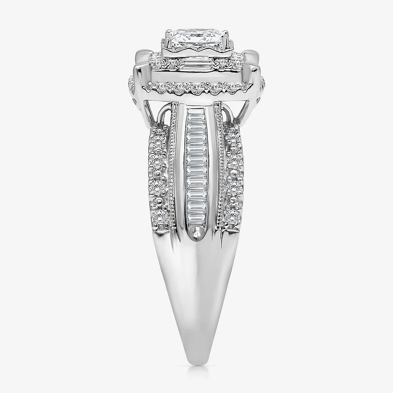 (I / I1) Womens 1 CT. T.W. Lab Grown White Diamond 10K Gold Side Stone Engagement Ring