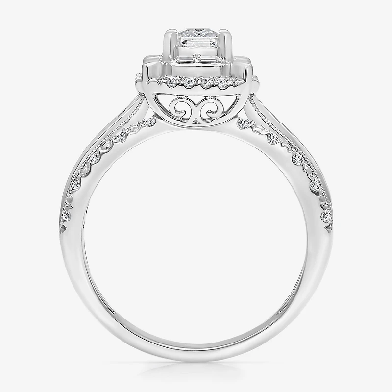 (I / I1) Womens 1 CT. T.W. Lab Grown White Diamond 10K Gold Side Stone Engagement Ring