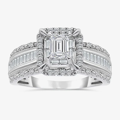 (I / I1) Womens 1 CT. T.W. Lab Grown White Diamond 10K Gold Side Stone Engagement Ring