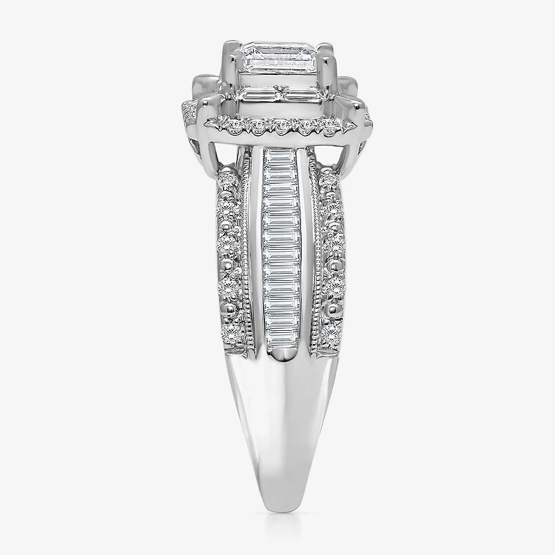(I / I1) Womens 1 CT. T.W. Lab Grown White Diamond 10K Gold Side Stone Engagement Ring
