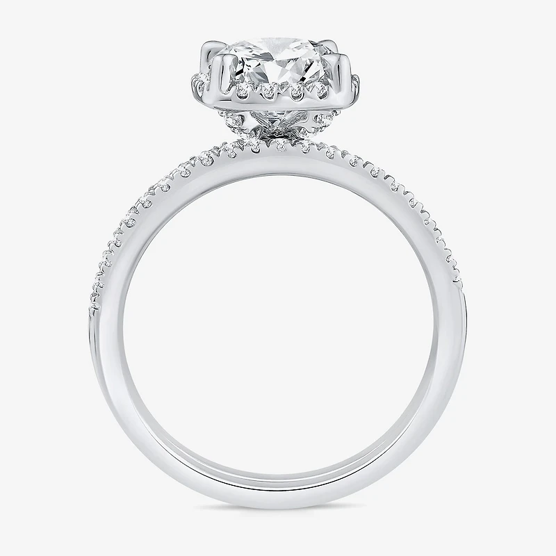 Signature By Modern Bride Womens 2 CT. T.W. Lab Grown White Diamond 10K Gold Round Side Stone Halo Bridal Set