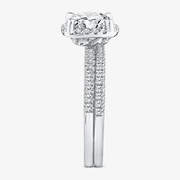 Signature By Modern Bride Womens 2 CT. T.W. Lab Grown White Diamond 10K Gold Round Side Stone Halo Bridal Set