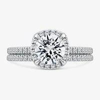 Signature By Modern Bride Womens 2 CT. T.W. Lab Grown White Diamond 10K Gold Round Side Stone Halo Bridal Set