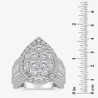 Womens 4 CT. T.W. White Diamond 10K Gold Pear Side Stone Halo Engagement Ring