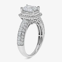(I / I1) Womens 2 CT. T.W. Lab Grown White Diamond 10K Gold Side Stone Halo Engagement Ring