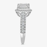 (I / I1) Womens 2 CT. T.W. Lab Grown White Diamond 10K Gold Side Stone Halo Engagement Ring