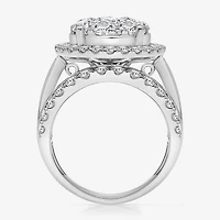 I / I1) Womens CT. T.W. Lab Grown White Diamond 10K Gold Round Side Stone Halo Engagement Ring