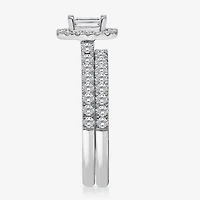 (I / I1) Womens 1 CT. T.W. Lab Grown White Diamond 10K Gold Side Stone Halo Engagement Ring
