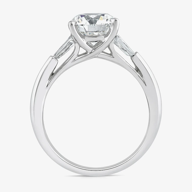 (G / Si2) Womens Lab Grown White Diamond 10K Gold Round 3-Stone Engagement Ring