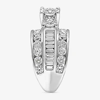 Love Lives Forever (I / I1) Womens 4 CT. T.W. Lab Grown White Diamond 10K Gold Round Side Stone 3-Stone Engagement Ring