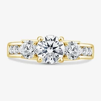 Love Lives Forever (G / Si1-Si2) Womens 2 CT. T.W. Lab Grown White Diamond 10K Gold Round Side Stone 3-Stone Engagement Ring