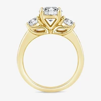 Love Lives Forever (G / Si1-Si2) Womens 3 CT. T.W. Lab Grown White Diamond 10K Gold Round Side Stone 3-Stone Engagement Ring