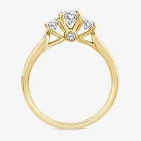 Love Lives Forever Lab Grown - (G / Si1-Si2) Womens 1 CT. T.W. White Diamond 10K Gold Oval Round Side Stone 3-Stone Engagement Ring