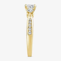 Love Lives Forever Lab Grown - (G / Si1-Si2) Womens 1 CT. T.W. White Diamond 10K Gold Oval Round Side Stone 3-Stone Engagement Ring