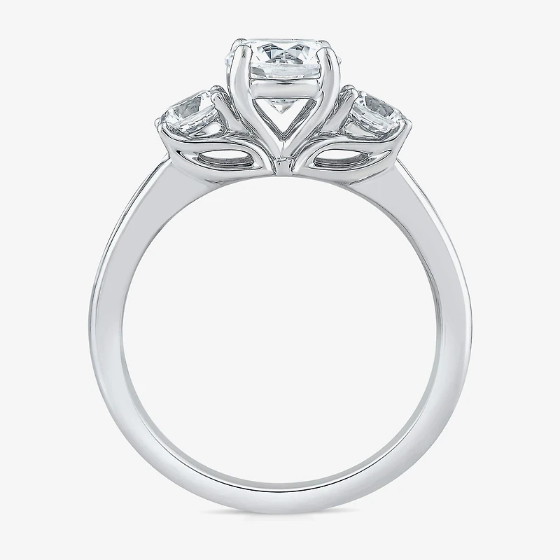 Love Lives Forever (G / Si1-Si2) Womens 2 CT. T.W. Lab Grown White Diamond 10K Gold Round Side Stone 3-Stone Engagement Ring