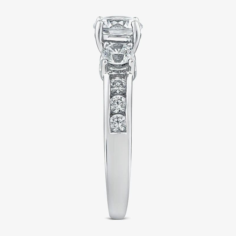 Love Lives Forever (G / Si1-Si2) Womens 2 CT. T.W. Lab Grown White Diamond 10K Gold Round Side Stone 3-Stone Engagement Ring